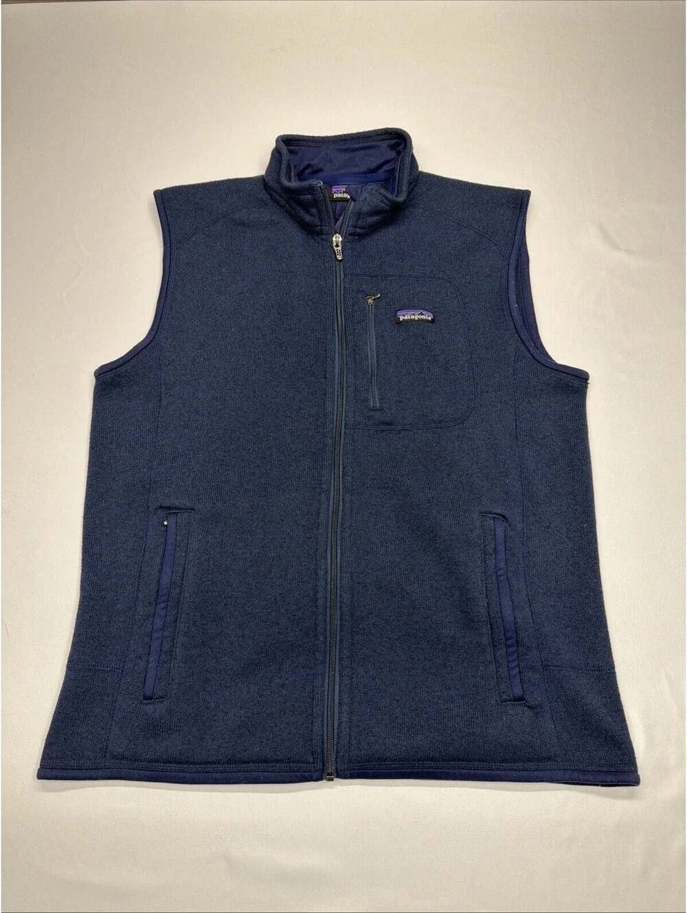 Patagonia Vest Jacket Mens Large  Navy Fleece Better Sweater Full Zip Athleisure